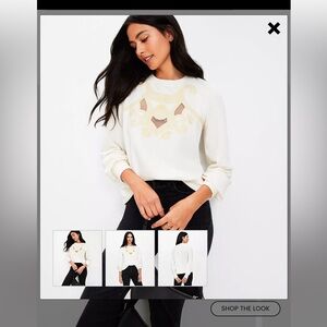 Loft Mosaic Cutout Sweatshirt cream color new with tags size medium